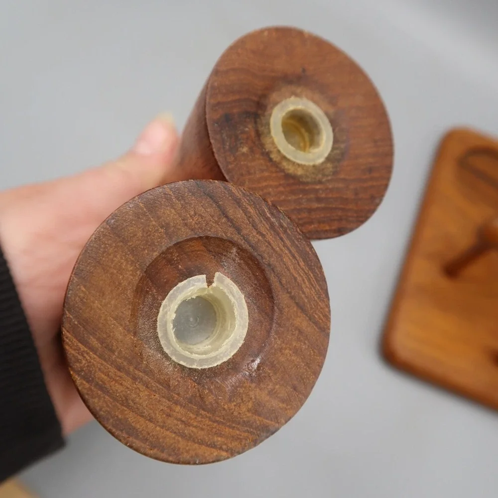 Vintage MCM Pepper and Salt Shaker in Wooden Napkin Holder Lord + Taylor Picnic
